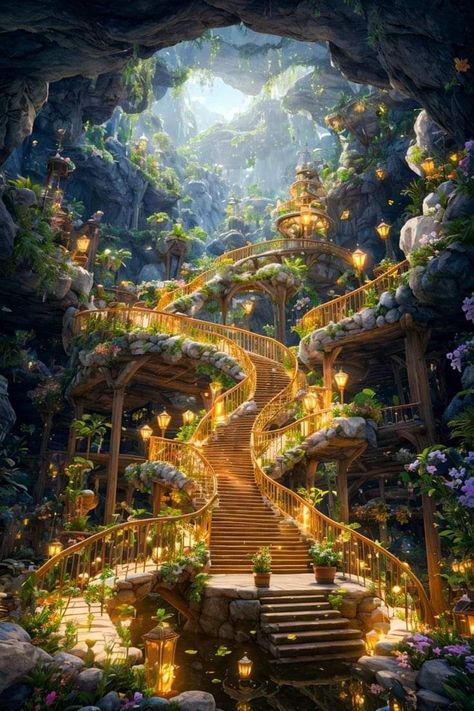 Fantasy Rooms, Heaven Art, The Staircase, Fantasy City, Fantasy Castle, Fantasy Setting, Fantasy Places, A Goddess, Fantasy Art Landscapes