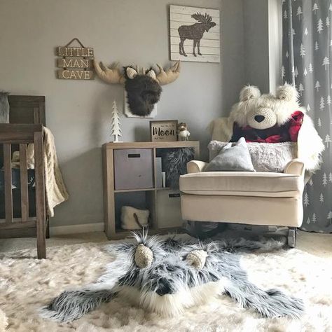 ITEM DESCRIPTION: • Wolf Rug • This Rug is lined with a grey flannel fabric •All faux fur rug with crochet muzzle and ears ______________________________________________________ SIZE: • This Wolf Rug measures approximately 55 inches long x 45 inches wide Nursery Ideas Boy, Cream Colored Rug, Stylish Bedroom Design, Bear Rug, Animal Rug, Baby Sleep Problems, Woodland Nursery Decor, Stylish Bedroom, Dressing Room Design