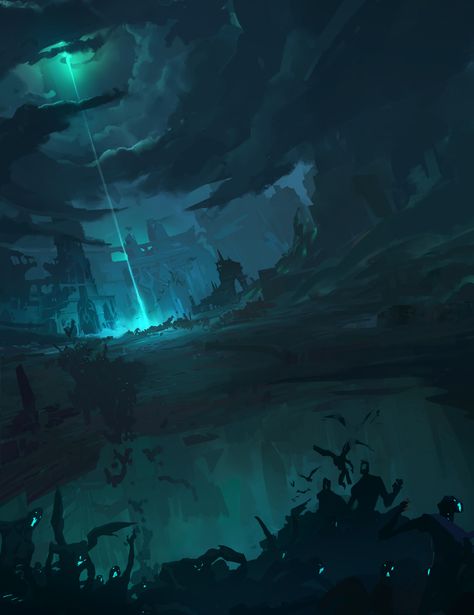 ArtStation - League of Legends - Ruined King event promo illustration background, guillaume NORMAND The Ruined King, Legend Stories, League Of Legends Game, Event Promo, League Of Legends Characters, Scenery Background, Team Effort, Game Background, Concept Ships