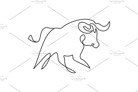 Bison Outline, New Year Sketch, One Line Drawings, Bull Animal, Drawing Traditional, Buffalo Bison, Chinese Calendar, Graphic Drawing, Wild Tattoo