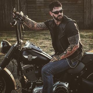 Jonny James Gettin it.... Tag your bikes and Bikers!!! ✖️☠️🤘🏼✖️.............. #harleydavidson #motorcycles #madeinusa #harley #tattoos #biker #outlaw #havoklifestyle #beards #ink #muscle #living #love #life Heavily Tattooed, Hot Biker Guys, Motorcycle Men, Biker Boys, Biker Men, Biker Art, Beard Lover, Harley Bikes, Inked Men