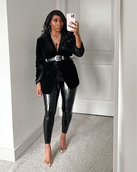 Petal & Pup USA curated on LTK Patent Leather Leggings Outfit, Leather Leggings Outfit Night Going Out, Leather Leggings Outfit Night, Black Leather Leggings Outfit, Faux Patent Leather Leggings, Women Leggings Outfits, Patent Leather Leggings, Leather Leggings Fashion, Leather Leggings Outfit