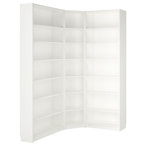 Anime Office, Bookcase Corner, Billy Ikea, Billy Regal, Ikea Bookcase, Lake Ideas, Ikea Bookshelves, Corner Bookshelves, Ikea Billy Bookcase