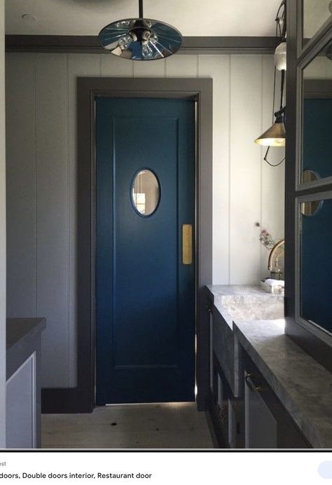 Steven Gambrel, Swinging Doors, Butlers Pantry, Pantry Door, Butler's Pantry, Blue Door, Kitchen Doors, Types Of Doors, Door Color