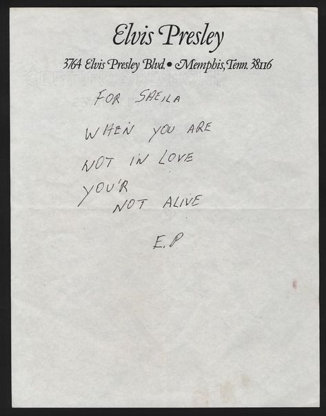 Handwritten note by Elvis to his girlfriend Sheila Caan. Elvis Tattoo Ideas Quote, Elvis Presley Handwritten Notes, Elvis Presley Quotes Tattoo, Elvis Presley Love Quotes, Elvis Quote Tattoo, Elvis Presley Tattoo Ideas, Elvis Tattoo Ideas, Elvis Presley Tattoo, Sheila Ryan