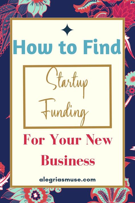 How to Find Startup Funding For Your New Business - Alegria's Muse Small Business Funding, Great Business Ideas, Startup Funding, Startup Business Plan, Small Business Organization, Business Basics, Small Business Plan, Affiliate Marketing For Beginners, Small Business Loans