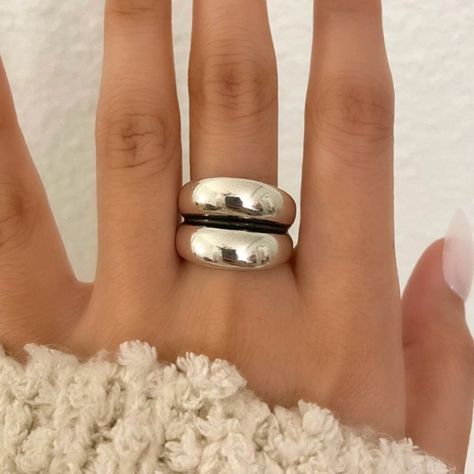 Double Finger Ring, Abstract Jewelry, September Birthstone Rings, Swarovski Ring, Chunky Ring, Bold Rings, Engagement Band, Geometric Ring, Chunky Rings