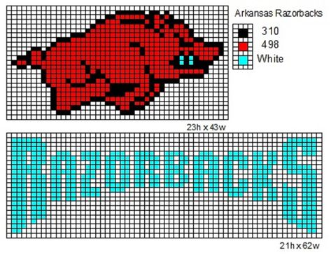 Arkansas Razorbacks by cdbvulpix.deviantart.com on @deviantART Razorback Crochet Pattern, Crochet College, Arkansas Razorbacks Crafts, Arkansas Razorbacks Logo, Sports Ideas, Arkansas Razorback, Crochet Graphs, Beads Art, Swedish Weaving