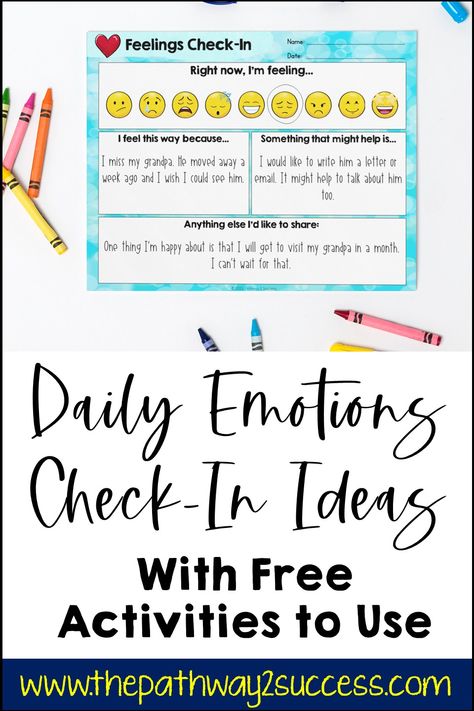 Daily emotions check-in ideas to integrate social-emotional learning skills in the classroom and even at home! Use these ideas (and lots of free resources) to help students embrace their emotions today. Writing Transitions, Teen Activities, Social Emotional Health, Emotion Words, Emotions Wheel, Executive Functioning Skills, Social Emotional Learning Activities, Social Emotional Development, Learning Skills