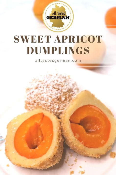 Apricot Dumplings, Onion Cake, Food Authentic, German Food Authentic, German Cookies, Apricot Recipes, German Desserts, Sweet Dumplings, Nut Milk Bag