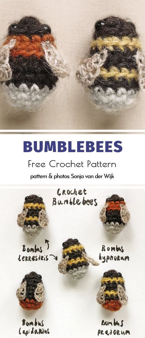 Bees Crochet Pattern, Free Crochet Bumble Bee Pattern, Chowder Hat Crochet Pattern Free, Best Free Crochet Patterns, Crocheted Bees, Crochet Garden Free Pattern, Cottage Core Crochet Ideas, Free Cottagecore Crochet Patterns, Applique Crochet Patterns Free