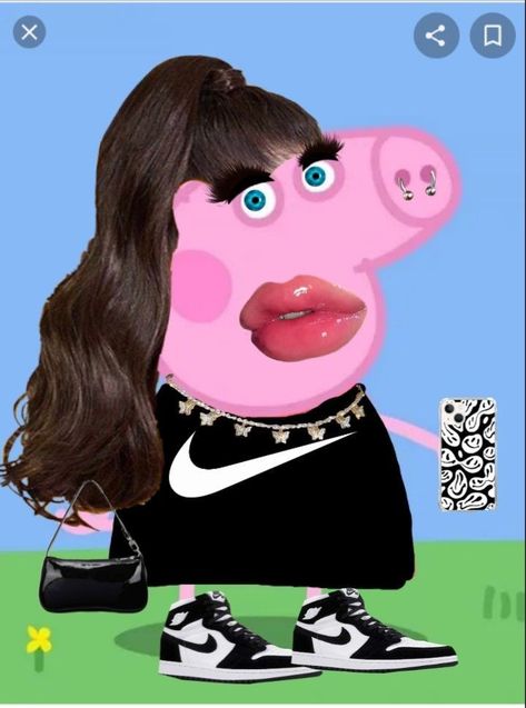 Slay nike peppa pfp Slay Spongebob, Peppa Pig Baddie, Cringe Wallpapers, Slay Peppa, Baddie Peppa, Cringe Pfp, Slay Pictures, Baddie Cartoon Pfp, Cool Pfp