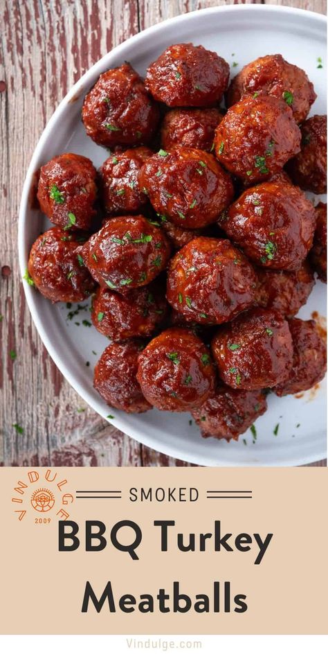 BBQ Turkey Meatballs Recipe cooked on a smoker and finished with a delicious BBQ sauce glaze. A great appetizer or main meal. Bbq Turkey Meatballs, Turkey Meatballs Recipe, Ground Turkey Meatballs, Healthy Turkey Recipes, Bbq Turkey, Turkey Meatball, Bbq Recipes Grill, Turkey Meatball Recipe, Pellet Grill Recipes