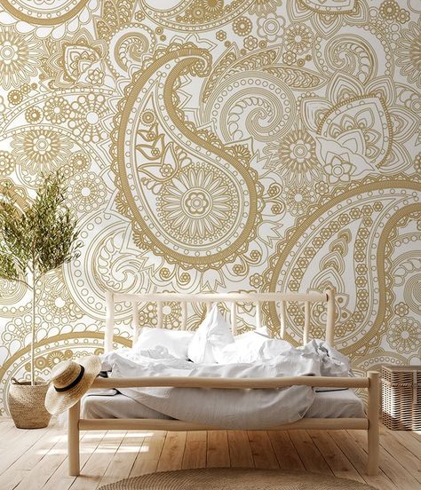 Eclectic Tile, Home Decor Wallpaper, Boho Interior Design, Paisley Wallpaper, Boho Mode, Bedroom Wallpaper, Boho Interiors, Art Deco Wallpaper, Decor Wallpaper