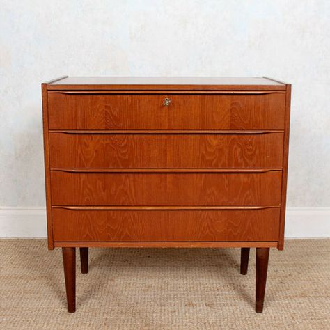 Vintage Danish Teak Chest Of Drawers Retro Mcm | Vinterior Antique Dresser, Chest Of Drawers, Vintage Antiques, Teak, Dresser, Drawers, For Sale, Furniture, Home Decor