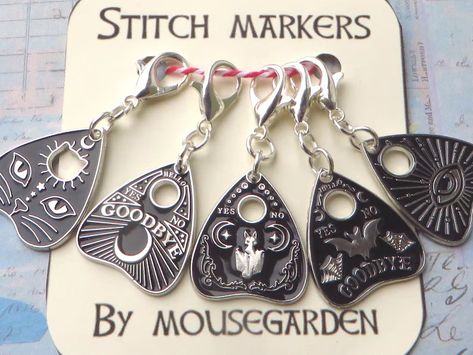 Gothic Cat Ouija Stitch Marker Set of 5 Ouija Board Planchettes, Magical Progress Keepers for Crochet and Knitting - Etsy Cat Reading A Book, Gothic Cat, Black Cat Face, Cat Reading, Marker Set, Crochet And Knitting, Ouija Board, Hand Knit Scarf, A Black Cat