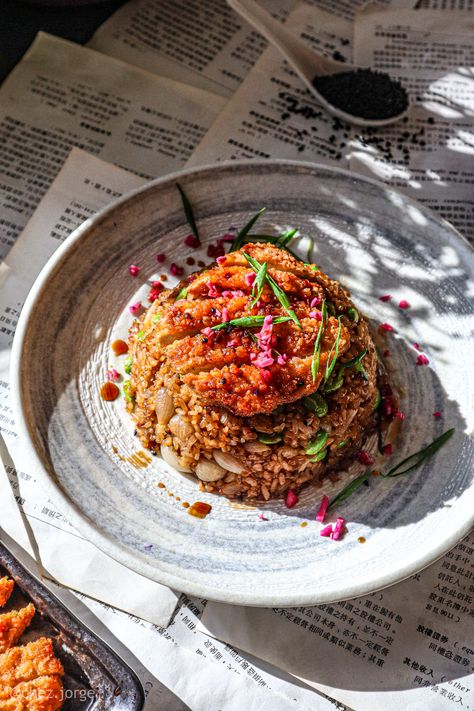 Plating Nasi, Rice Plating, Teriyaki Fried Rice, Korean Food Photo, Dishes Photography, Chez Jorge, Fried Rice Vegan, Vegan Bean Chili, Vegan Teriyaki