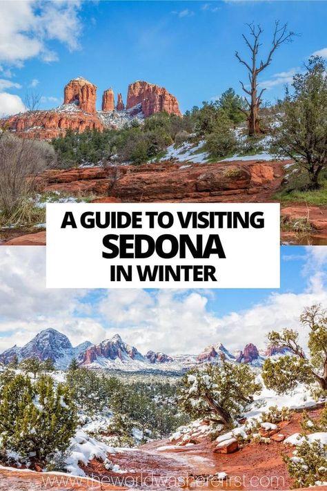 Hiking Sedona, Snow Places, Sedona Travel Guide, Arizona Winter, Sedona Hikes, Things To Do In Sedona, Sedona Travel, Visit Sedona, Winter Packing List