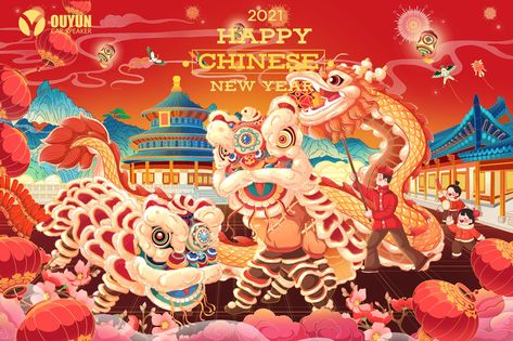 Happy Chinese New Year Dragonboat Festival, Fudge Magazine, Mind Map Art, Easy Eye Drawing, Dance Tattoo, Chinese Lion Dance, Chinese New Year Design, New Year Illustration, New Year Art