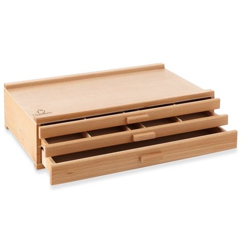 7 Elements 3 Drawer Beechwood Artist Storage Supply Box for Pastels, Pencils, Pens, Markers, Brushes, Tools - Walmart.com Artist Storage, 7 Elements, Art Supplies Storage, Craft Storage Furniture, Box Joints, Artist Supplies, Wooden Drawers, Pastel Pencils, Small Organization