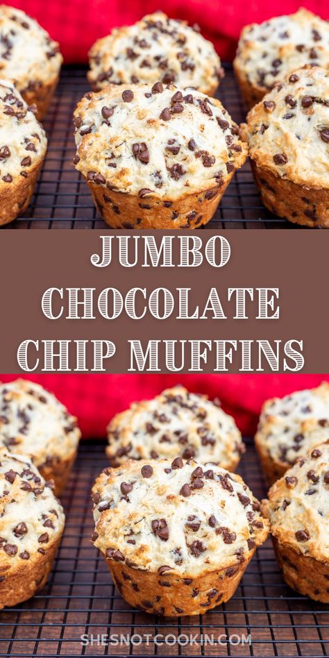 Walmart Chocolate Chip Muffins, How To Make Jumbo Muffins, Jumbo Muffin Recipes Chocolate Chip, Jumbo Muffins Recipes Easy, Jumbo Muffin Tin Recipes, Jumbo Muffins Recipes, Jumbo Chocolate Chip Muffins, Amazing Muffins, Big Muffins