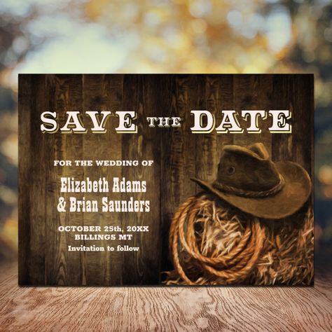 Save The Date Western, Rustic Wedding Save The Dates, Western Theme, Wedding Rustic, Western Wedding, Wedding Save The Date, Vow Renewal, Cowboy Hat, Wedding Pinterest