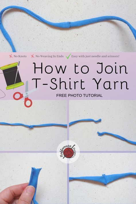 Have you ever wondered how to join T-shirt yarn? Forget about knotting and weaving in ends, here is my go-to method to easily join T-shirt yarn! Tap on the image for a free, step-by-step tutorial. #crochet #T-shirt #T-shirtyarn #tshirtyarn #yarn #join #howto #joining #joiningyarn #howtojoinyarn #freetutorial #tutorial #zpagetti #fettuccini Yarn Join, Joining Yarn, Scrap Yarn Crochet, Yarn Basket, Crochet Storage Baskets, Blanket Diy, Hand Crochet Baby Blanket, Tutorial Crochet, Yarn Projects