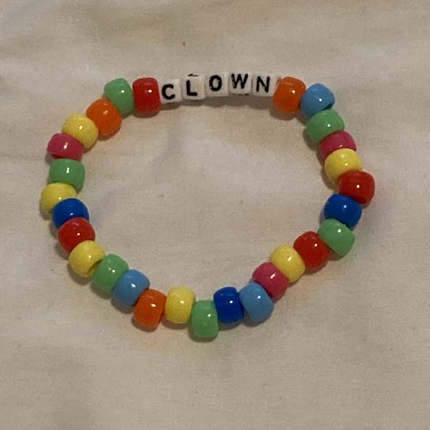 Clown kandi singlet colorful clowncore kidcore Clowncore Banner, Kidcore Crafts, Clowncore Jewelry, Clown Bracelet, Clowncore Kandi, Clown Kandi, Kandi Kidcore, Kidcore Bracelet, Kidcore Kandi