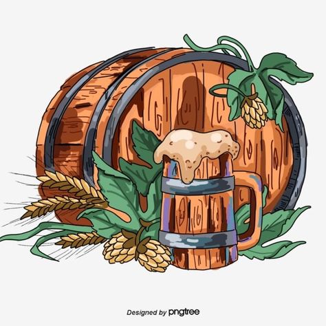 Beer Illustration Art, Barrel Drawing, Food Graffiti, Beer Drawing, Beer Clipart, Beer Tattoos, Beer Background, Painted Window Art, Beer Illustration