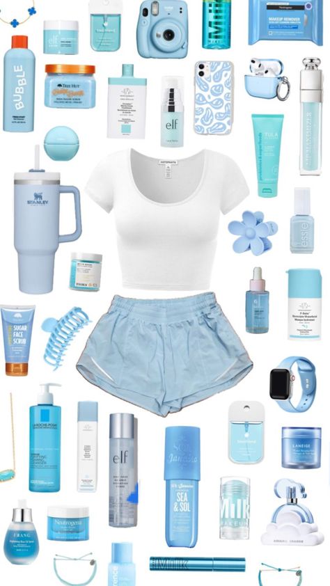 Preppy Blue Outfits, Preppy Outfits Blue, Blue Wishlist, Picnic Outfit Summer, Teal Outfits, Preppy Accessories, Preppy Outfits For School, Blue Clothes, Blue Preppy