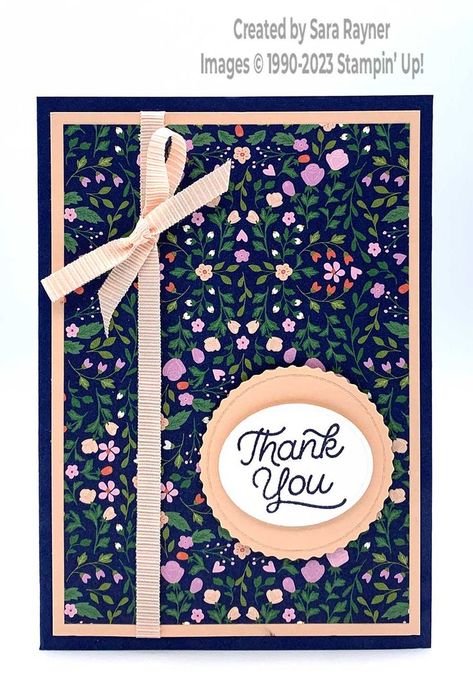 Delightfully Eclectic Dsp, Circle Sayings, Greeting Card Inspiration, Handmade Thank You Cards, Dsp Cards, Ideas For Cards, Designer Paper, The Duo, Stamping Up Cards