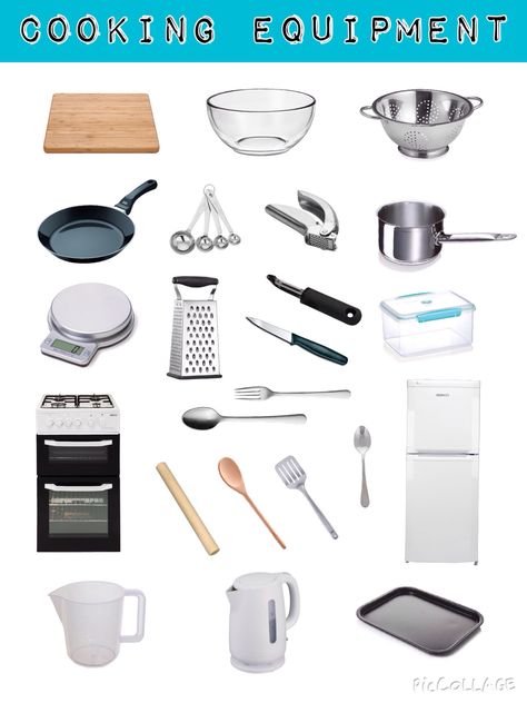 Cooking Equipment | Year 7 Catering Tools And Equipment, Cooking Equipment Kitchen Tools, Kitchen Tools And Equipment, File Decoration, Kitchen Appliance Set, Commercial Cooking, Home Bakery Business, Family And Consumer Science, Food Technology