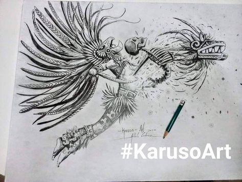 38 Me gusta, 0 comentarios - Jesus López (@ormus616) en Instagram: "Arte de @andres_cabeza "Todos llevamos un Quetzalcoatl dentro" (Dibujo a lápiz)......... #KarusoArt…" Indian Headdress Tattoo, Family Mural, Aztec Headdress, Headdress Tattoo, Pencil Tattoo, Aztec Tattoo Designs, Wallpaper Ios, Aztec Tattoo, Indian Headdress