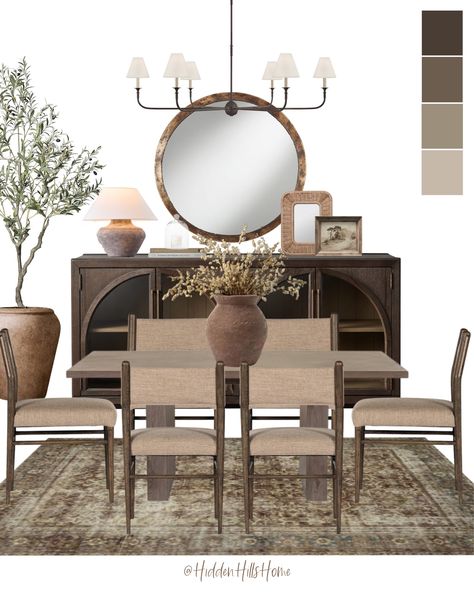 Transitional Dining Room Inspiration, Dining Room Mood Board, Tilly Upholstered Bed, Comfy Living Room Decor, Room Mood Board, Dining Table For 6, Console Table Entryway, Transitional Dining Room, Comfy Living Room