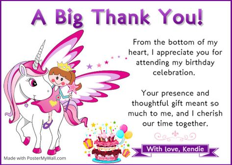 Editable Thank you Appreciation message note for attending birthday party event flyer design Thank You For Attending Birthday Party, Birthday Appreciation Message, Event Flyer Design, Thanks Note, Party Quotes, Thank You Party, 1 Year Birthday, Appreciation Message, Happy Birthday Art