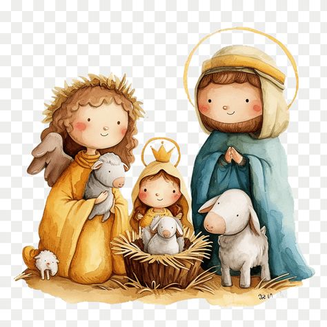 Nativity scene clipart Bible Illustrations Art, Nativity Scene Characters, Christmas Crafts Cards, Nativity Scene Clipart, Nativity Christmas Cards, Nativity Angel, Nativity Clipart, Kawaii Fruit, Yellow Feathers