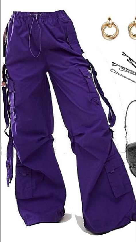 Purple Baggy Pants Outfit, Purple Pants Aesthetic, Purple Parachute Pants Outfit, Purple Cargo Pants Outfit, Purple Parachute Pants, Purple Cargo Pants, Parachute Pants Outfit, Baggy Pants Outfit, Earth Clothes