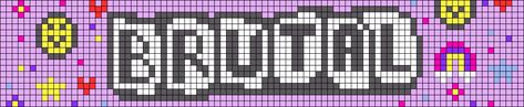 Olivia Rodrigo Cross Stitch, Olivia Rodrigo Crochet Tapestry, Olivia Rodrigo Alpha Pattern, Music Font, Sour Olivia Rodrigo, Pixel Grid, Crochet Grid, String Bracelet Patterns, Diy Perler Bead Crafts