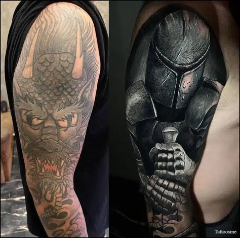 75+ Best Cover Up Tattoo Designs And Ideas For Men & Women Shoulder Cover Up Tattoos, Dark Tattoos For Men, Tattoo Sleeve Cover Up, Upper Shoulder Tattoo, Arm Cover Up Tattoos, Cover Up Tattoos For Men, Tatuaje Cover Up, Shoulder Armor Tattoo, Body Armor Tattoo