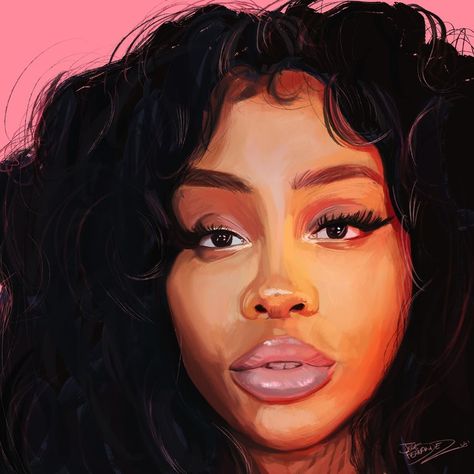 Sza Portrait Reference, Sza Singer Sketch, Sza Drawing Pencil Art, Sza Artist Drawing, Summer Walker Drawing, Sza Singer Drawing, Sza Singer Painting, Sza Fanart, Female Artists Painting