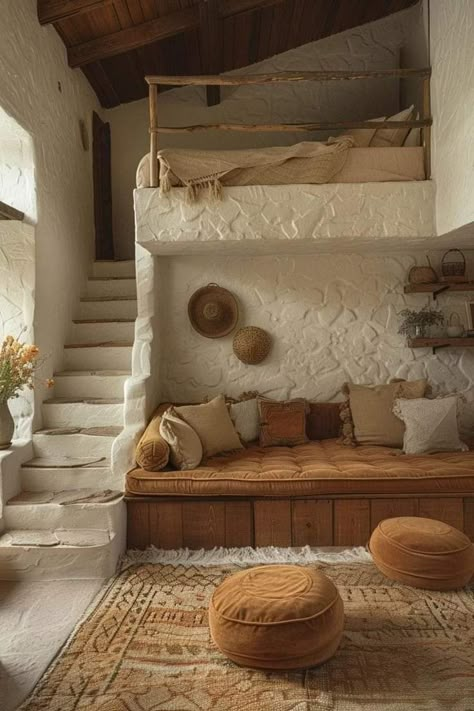 Case Sotterranee, Loft Bedroom Ideas, Attic Loft, Earthship Home, Mud House, Loft Bedroom, Cob House, Village House Design, Bedroom Loft