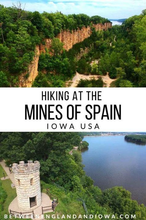 The best hiking trails at the Mines of Spain Dubuque Iowa | Things to do in Dubuque | Things to do in Iowa | Midwest USA | Hiking in Iowa | Julien Dubuque Monument | Mississippi River Mines Of Spain Dubuque, Iowa Day Trips, Western Iowa Travel, Dubuque Iowa Things To Do In, Iowa Hiking, Things To Do In Iowa, Iowa Road Trip, Midwest Vacations, Usa Hiking