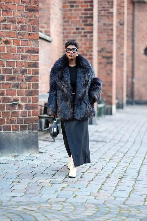 Copenhagen Fashion Week 2024: The best street style outfits to inspire your wardrobe | HELLO! Black Fur Collar Coat, Black Hair Band, Leopard Print Accessories, Clashing Prints, Copenhagen Street Style, Fashion Week 2024, Bottega Veneta Bag, Metallic Jeans, Copenhagen Fashion