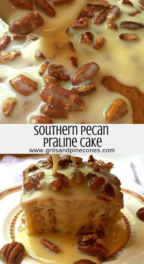 Southern Pecan Praline Cake, Pecan Praline Cake, Cake Sheet, Praline Cake, Weight Watcher Desserts, Bakery Treats, Simple Desserts, Easy Cakes, Pecan Praline