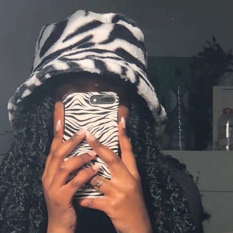 black darkskin girl zebra print bucket hat butterfly locks with natural nails holding phone zebra print phone case Butterfly Locks, Print Phone Case, Zebra Print, Bucket Hat, Phone Case, Phone Cases, On Instagram, Black, Instagram