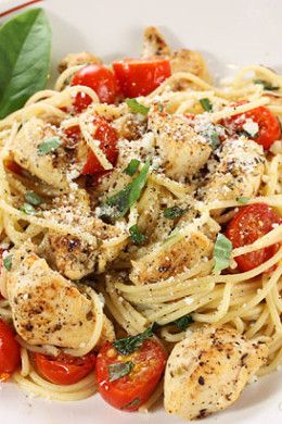 Skinnytaste Pasta Recipes, Pasta With Chicken And Tomatoes, Chicken With Grape Tomatoes, Pasta Chicken Tomato Recipes, Tuscan Chicken Pasta With Cherry Tomatoes, Tomatoes And Chicken Recipes, Spaghetti With Grape Tomatoes, Chicken And Tomato Pasta Recipes, Fresh Tasting Recipes