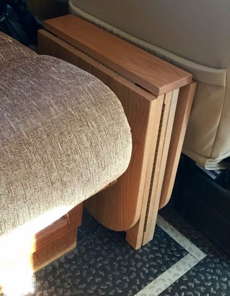 Rv Side Table Ideas, Foldable Rv Table, Rv Ottoman Ideas, Rv Recliners, Fold Out Chair, Rv Decorating, Rv Sofas, Fold Out Couch, Rv Furniture