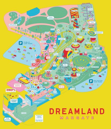 Weird Posters, Theme Park Planning, Theme Park Map, Park Outfit, Park Aesthetic, Aesthetic Couple, Parc D'attraction, Parking Design, Illustrated Map