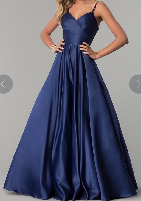 Ball Gown For Prom, Midnight Blue Dress, Shoulder Strap Dress, Gown For Prom, Navy Blue Prom Dresses, Formal Ball Gown, Simply Dresses, Long Formal Gowns, Marine Uniform