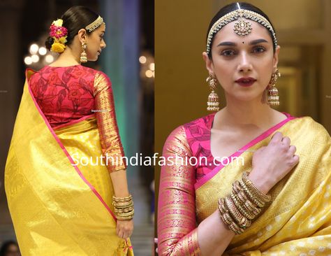 three quarter sleeves blouse Three Quarter Sleeve Blouses For Saree, Chiffon Blouses Designs, Aditi Rao Hydari, Blouses Designs, Aditi Rao, Blouse Designs Catalogue, Three Quarter Sleeve Blouses, Saree Blouse Neck Designs, Lehenga Blouse Designs